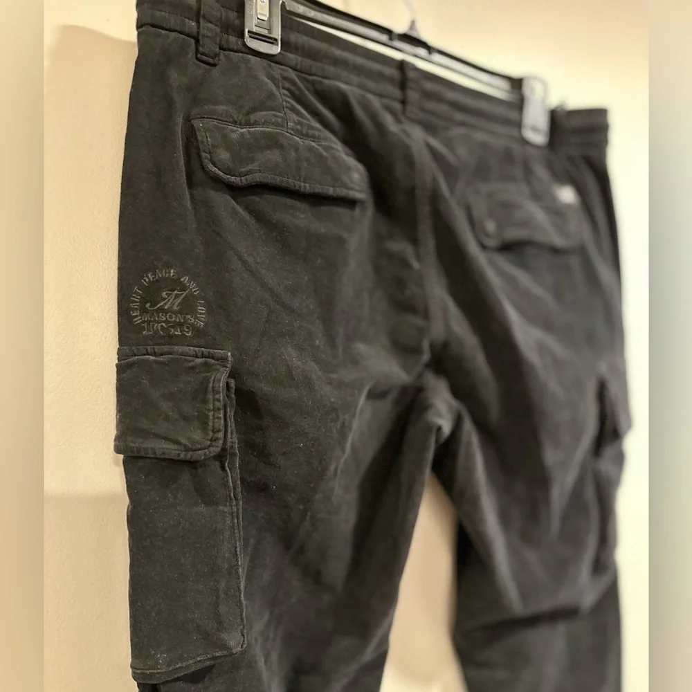 Mason's Forte Dei Marmi Men’s Black Corduroy Chile Jogger Cargo Pants Size52 NWT